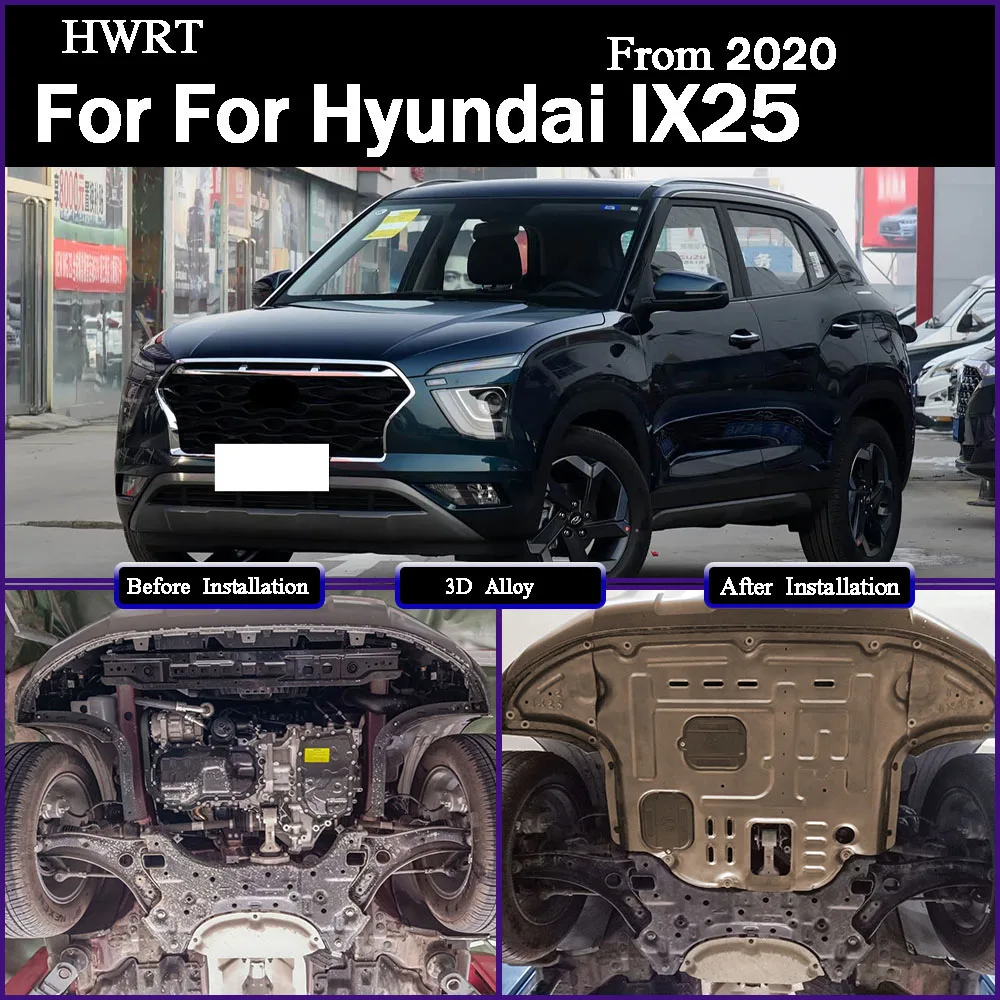 

Engine Guard Board Splash Shield Mud Fender Plate Cover Black Car Mudflap Mudapron Mudguard For Hyundai IX25 2020 - 2024 1.5L