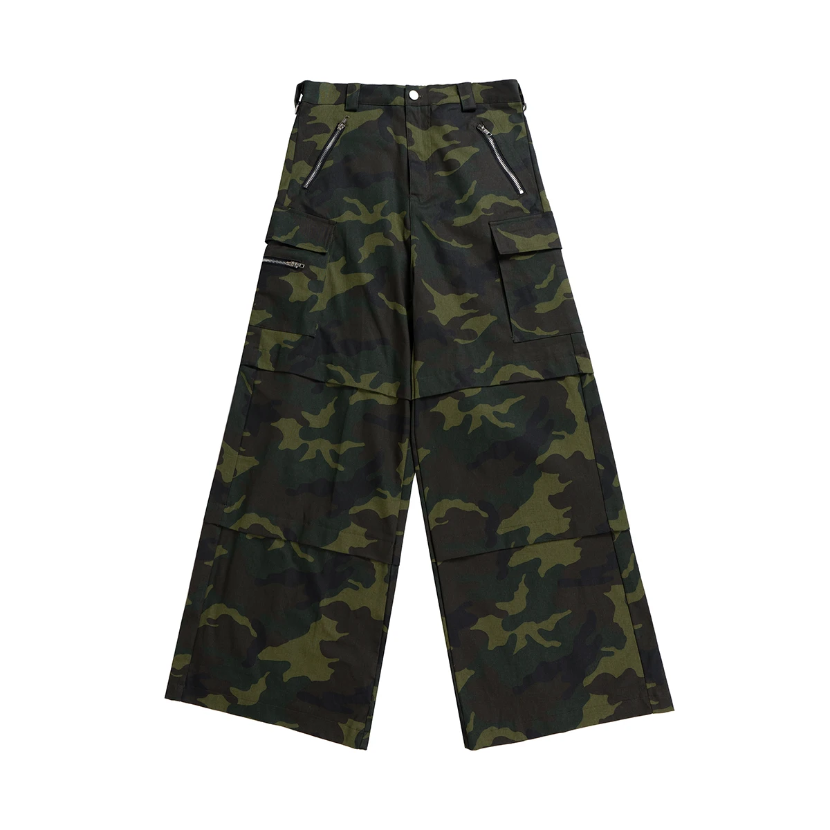 Color Match Multi-pockets Camouflage Cargo Pants for Men and Women Streetwear Patchwork Baggy Overalls Wide Leg Loose Trousers