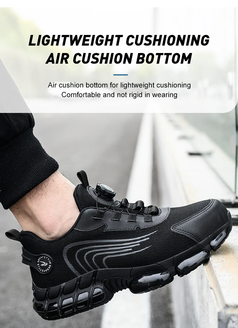 Rotierende Knopf Sicherheitsschuhe Männer Stahlkappe Sneaker Air Kissen Arbeit Mann Pannensichere Arbeitssicherheit Industrielle Schutzschuhe – Detail 15