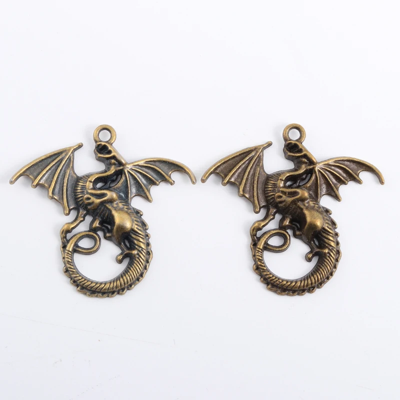 5pcs New Dragon Bronze Charms Great Animal Pendants For Making Handmade DIY Jewelry Accessories Crafts Findings Necklace