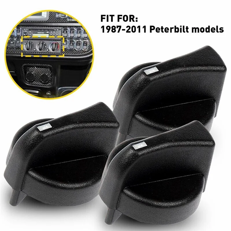 Efficientt-3PCS A/C Heat Fan Climate Control HVAC Knob Set 121-0001-000 For Peterbilt 1987-2011 87-11 330 357 377 378 379 702-54