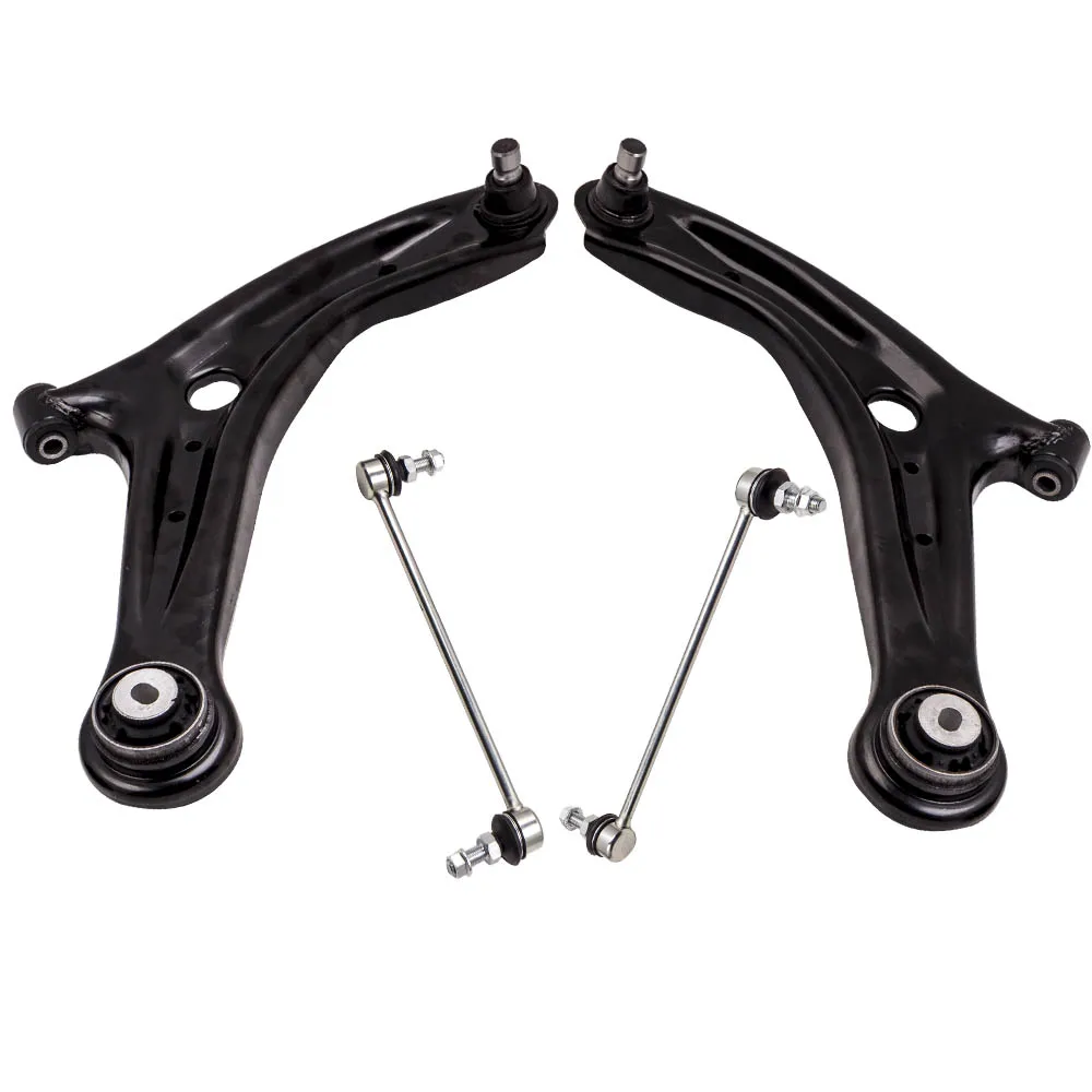 4pcs Front Suspension Wishbone Control Arms + Drop Links Kit For Ford Fiesta Mk6