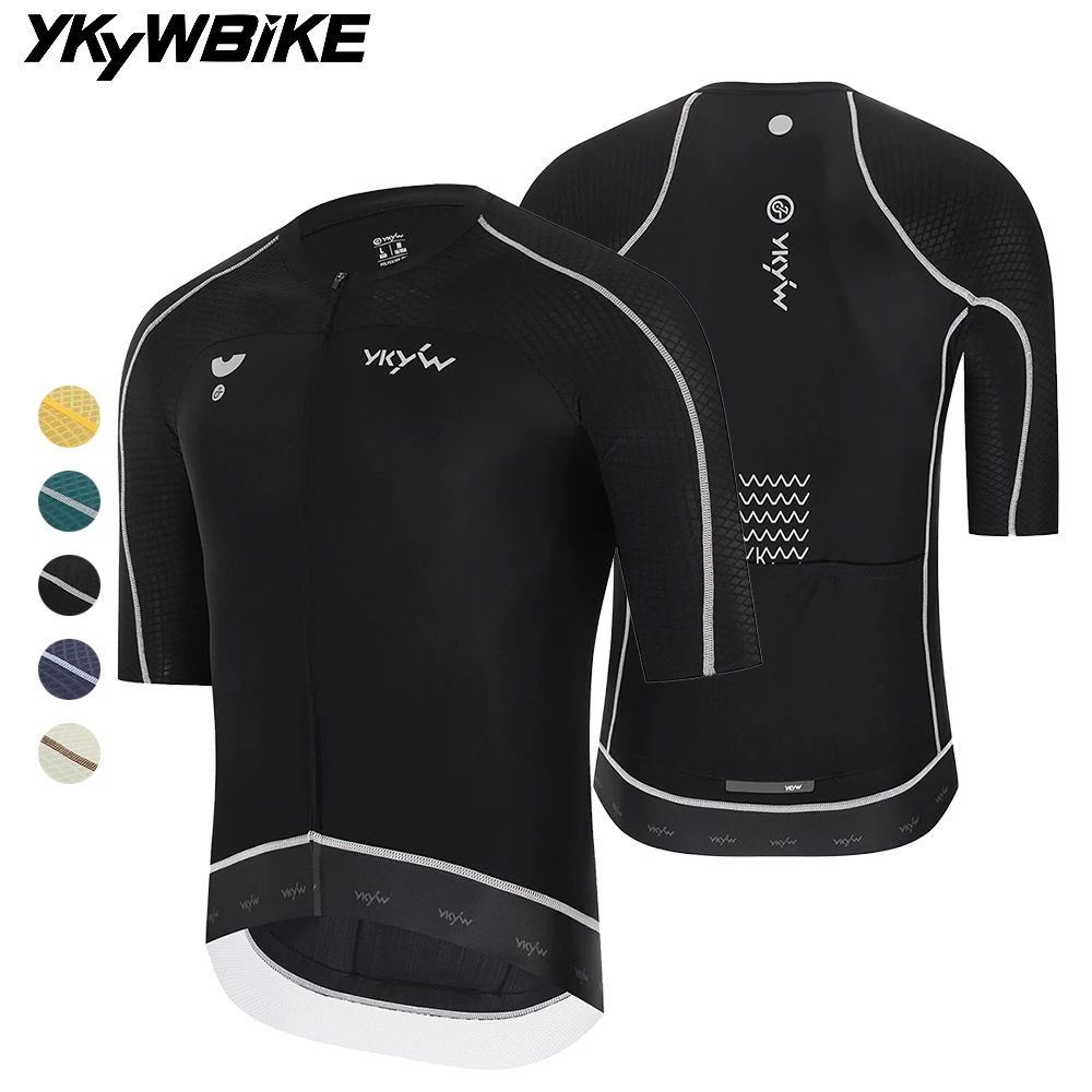 

YKYWBIKE Mens Summer Cycling Jersey 3D Cutting Raglan Sleeve Quick Dry Breathable Lightweight Road Bike Riding Skin-friendly Top