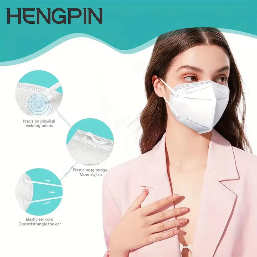 HENGPIN 50pcs4 capa filtro hombres mujeres máscara para deportes al aire libre, envoltura independiente fácil de llevar máscara blanca plegable