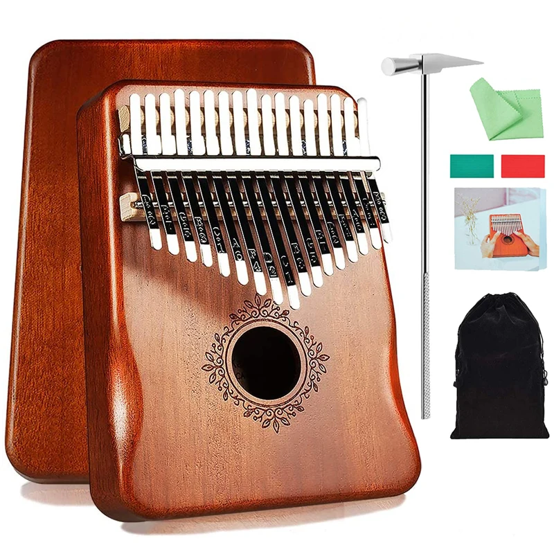 Kalimba-instrumento de música de madera de caoba para niños, Piano de dedo portátil, 17 teclas, regalos