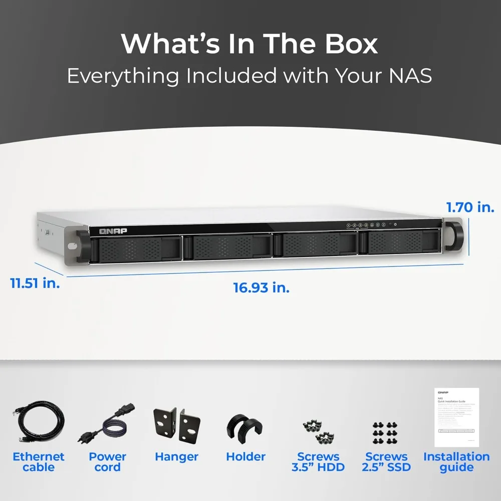 TS-433eU Compact 1U Short-Depth rackmount 2.5GbE NAS, Affordable Edge Storage with NPU Acceleration (Diskless)