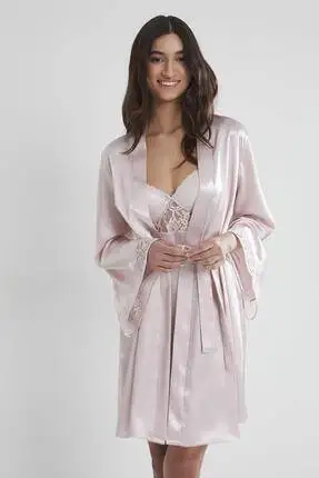 Pierre Cardin Women Satin Nightgown Dressing Gown Suit