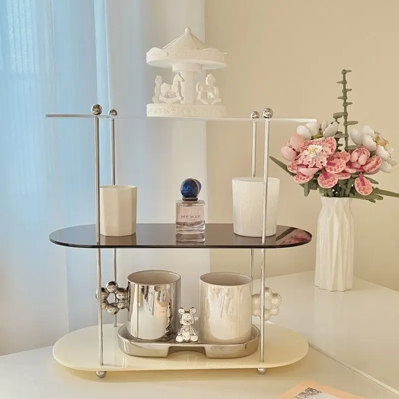 INS style storage rack acrylic shelf bathroom countertop perfume display shelf multi-layer coffee cup holder