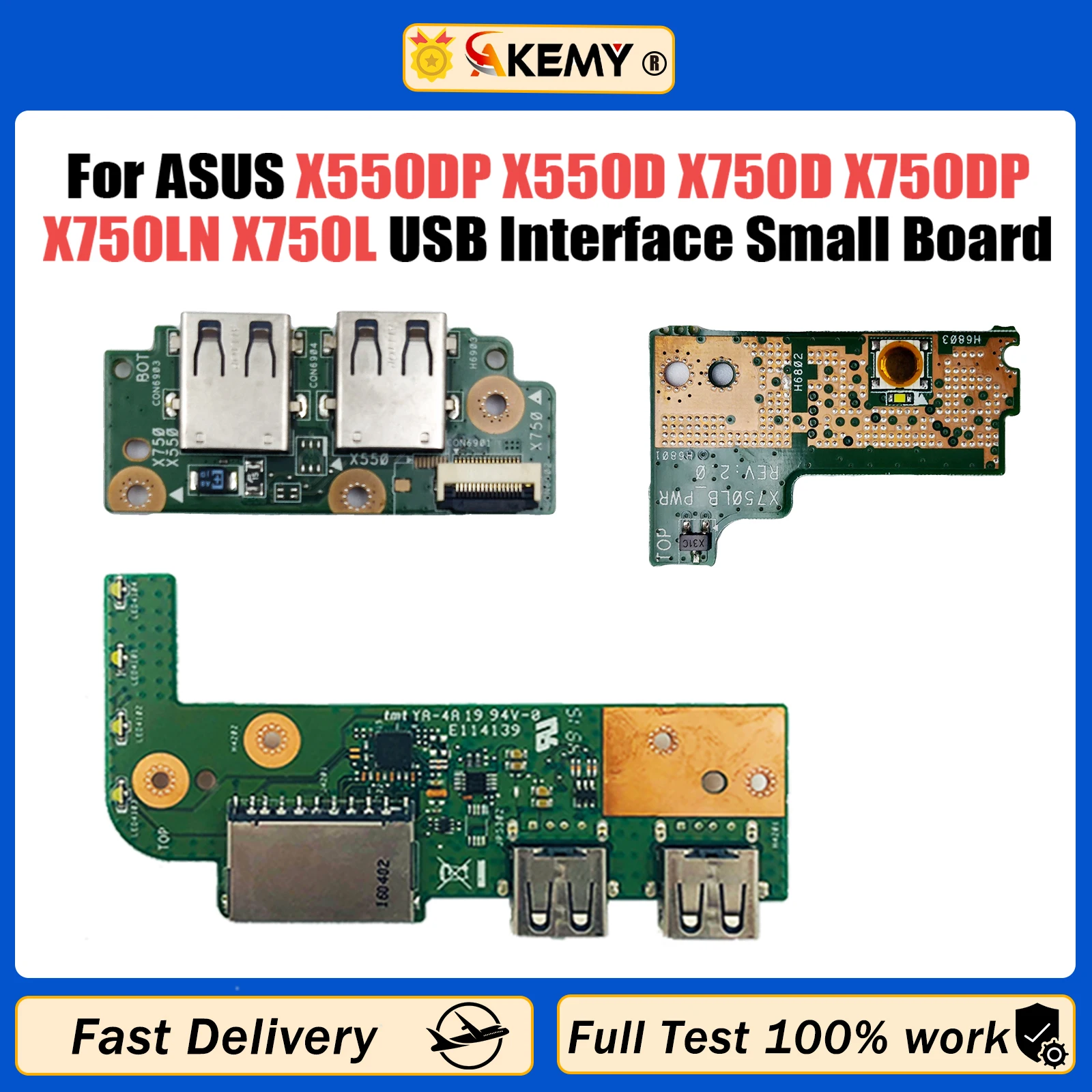 

For ASUS X550DP X550D X750D X750DP X750LN X750L X756U X756UX X756UA USB interface small board tested good