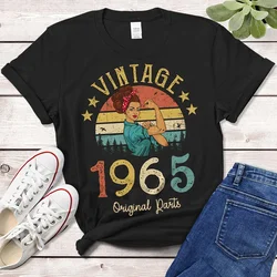 Vintage 1965 Original Parts  T-Shirt Women Rosie 59 Years Old 59th Birthday Party Gift Idea Mom Wife Friend Funny Retro Tee