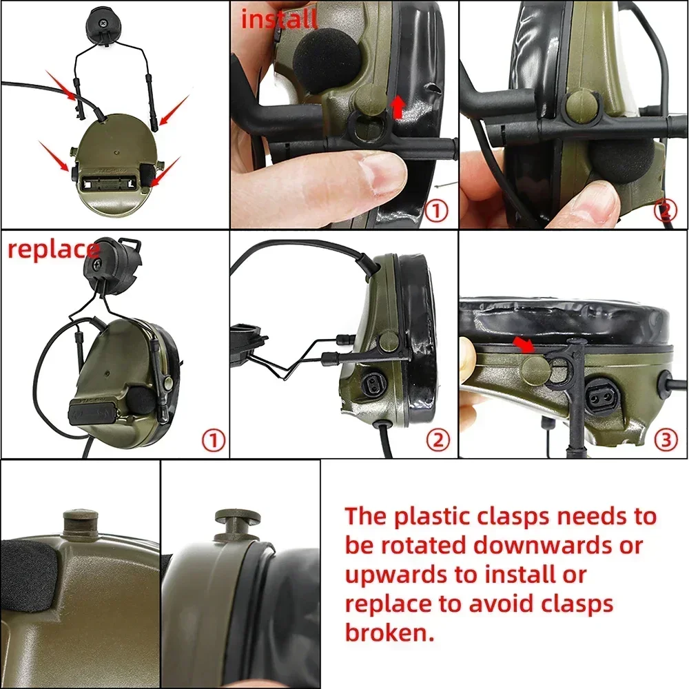 TS TAC-SKY Comtac3 ARC-OPS-CORED Rail Headphones Mounted Silicone Earmuffs Noise Canceling Pickup Tactical COMTAC3 Headphones