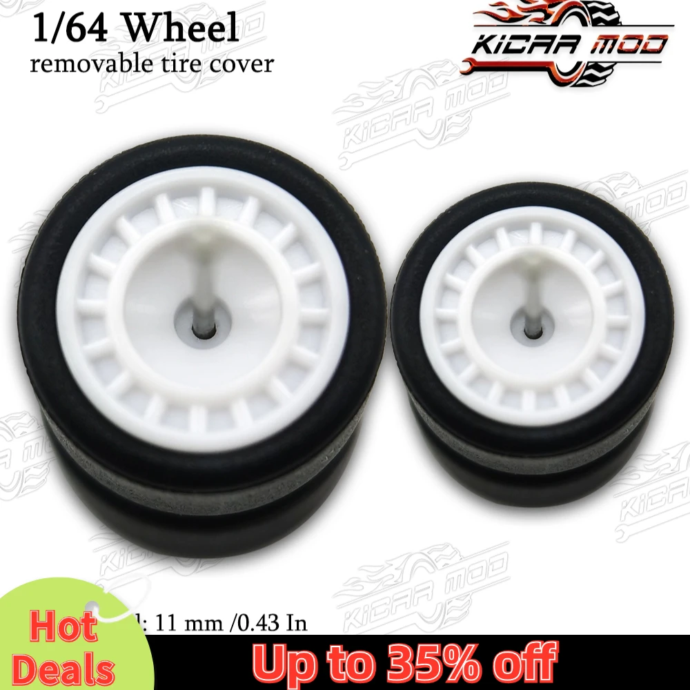 1/64 RLC Premium Wheels z oponami Slick do Hot Wheels RLC Muscle Car Closed Spoke Model Car Refitting Parts D:11mm+13mm (1Set)