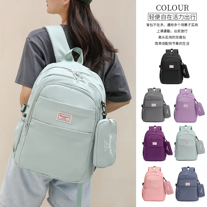 새로운 방수 나일론 소녀 소년 배낭 한국 일본 패션 여학생 책가방 다층 간단한 아이 배낭, 2023