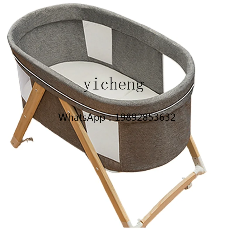 ZZ Baby Crib Foldable Mobile Newborn Small Bed Stitching Bed