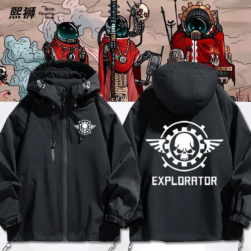 

Mechanicus Collab Свободный крой Jaet ex Осень-зима Повседневное пальто с капюшоном на молнии для мужчин и женщин