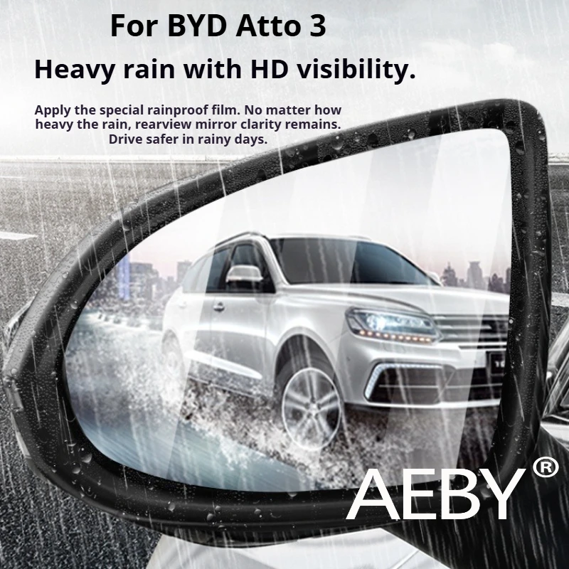 AEBY For BYD Atto 3 Smart Driving Edition 2022-2025 Car Rearview Mirror Rain Guard,niversal Water Repellent Film,Rearview Mirror