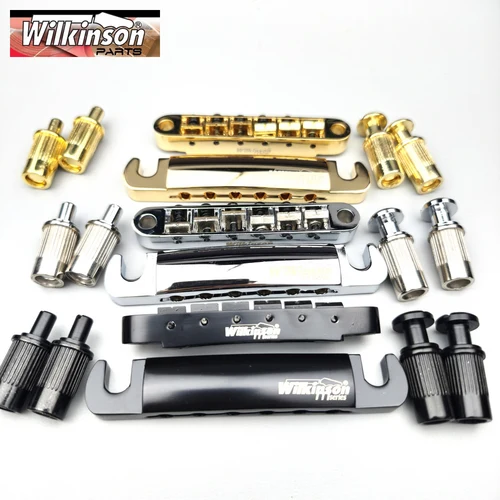 Puente de guitarra eléctrica estilo Wilkinson Tune-O-Matic Original para guitarra Lespaul LP SG WOGT1 + WOGB2 cromo plata negro oro