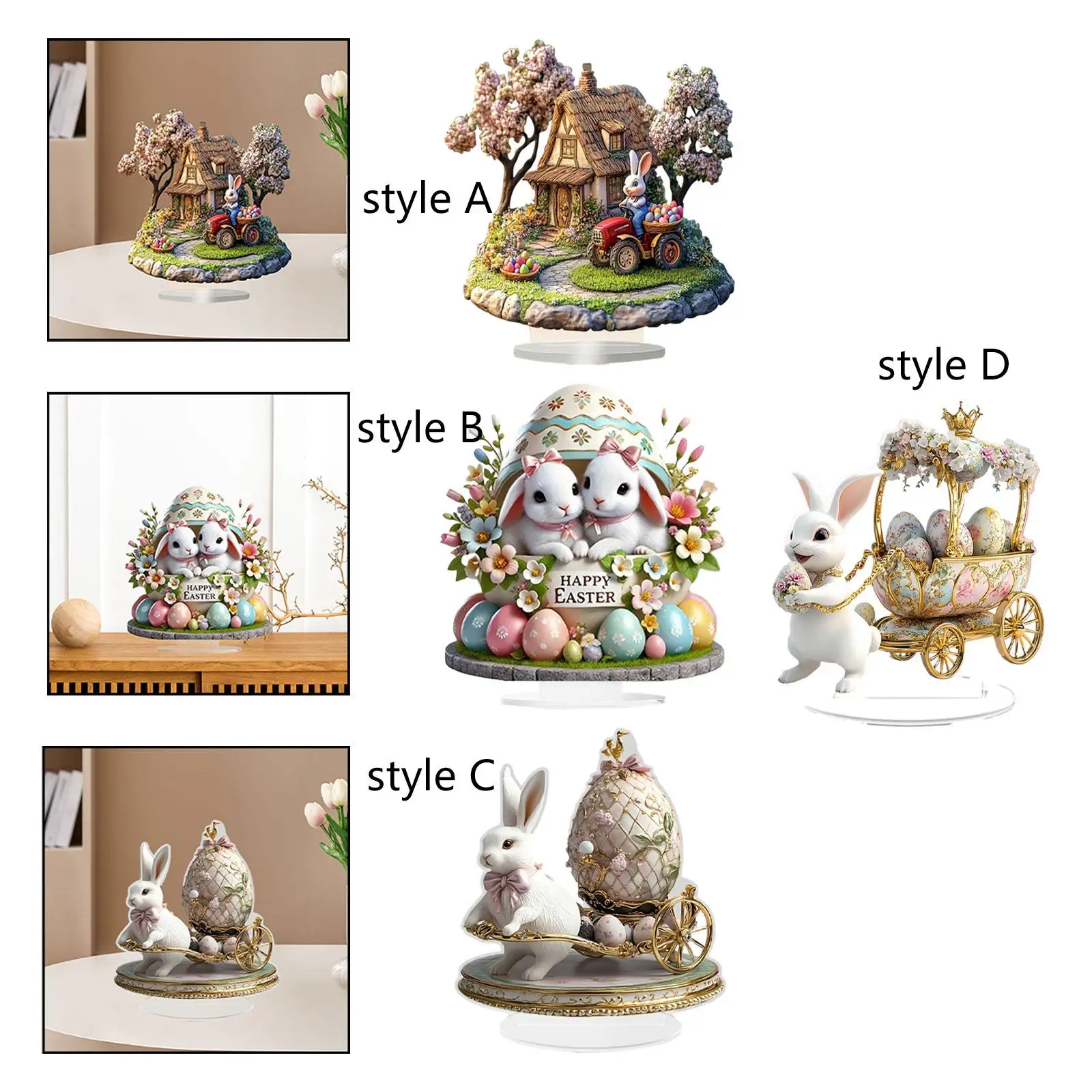 2D Easter Bunny Decor Creative Holiday Table Decor Housewarming Gift Tabletop Sign for Office Dining Room Kitchen Window Home