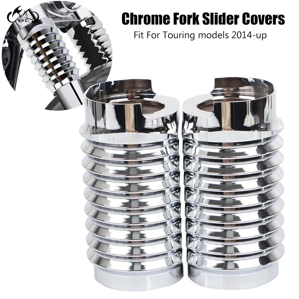 Motorcycle CNC Chrome Upper Fork Boot Slider Cover Fits For Harley Electra Street Glide Touring 2014-UP Special FLHXS FLHX