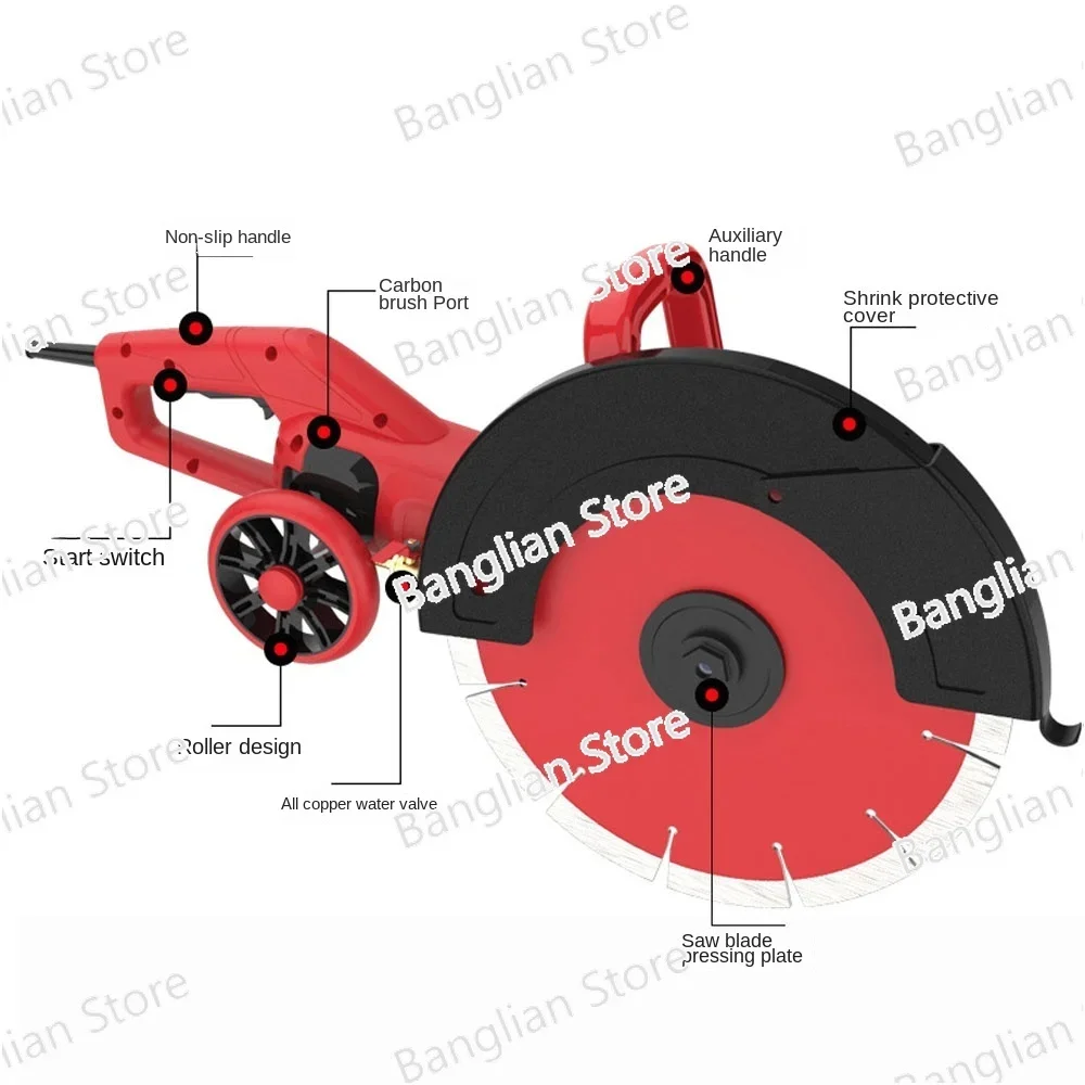 Wall Slotting Machine Concrete Water-cooled Dust-free Portable Large Single Slot High Power Road Stone Cutting Machine Saw 220V