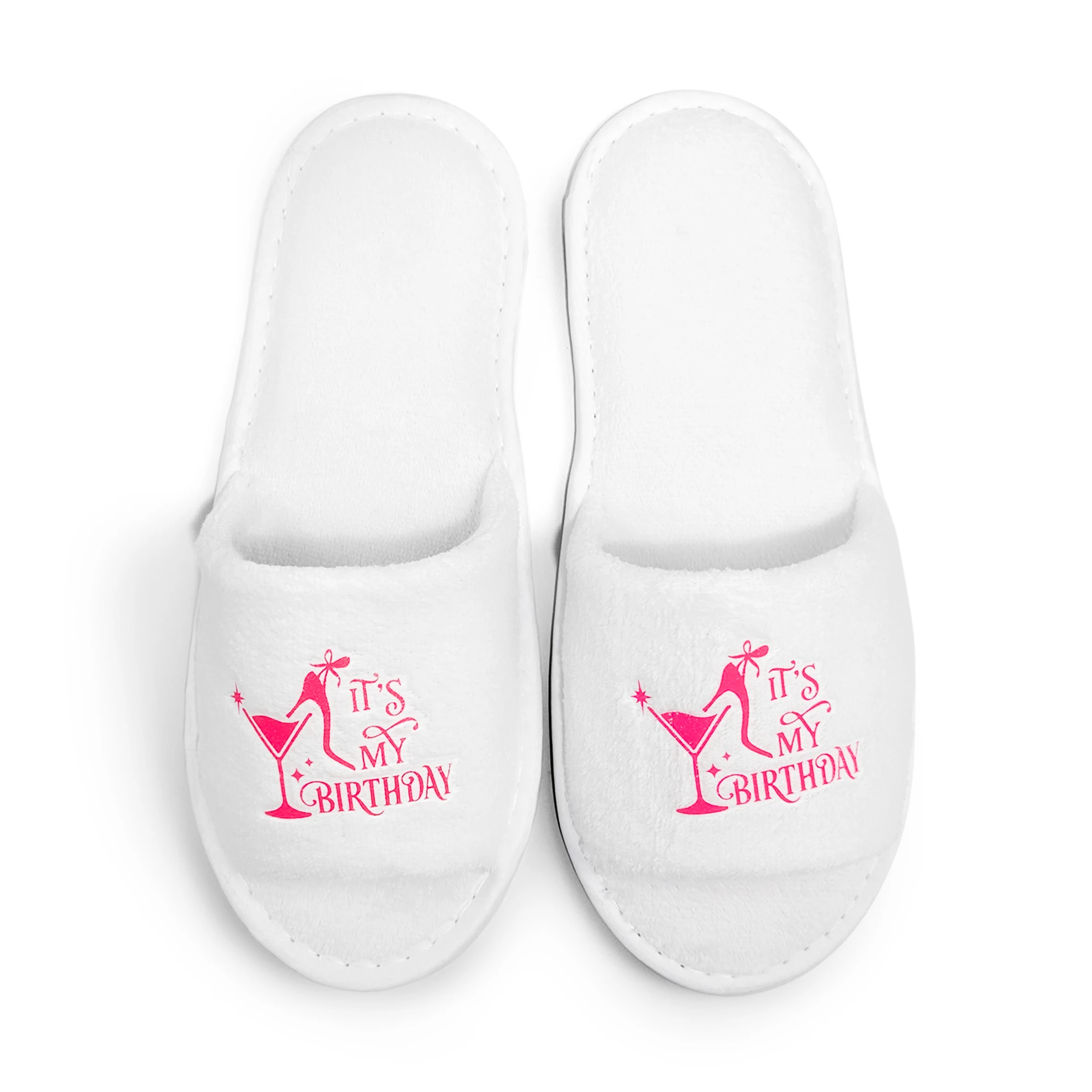 

"IT'S MY BIRTHDAY" Printed Slippers,Lightweight Open Toe Cozy Slides, Soft Sole Indoor Home Shoes, Great For Birthday Girls Gift