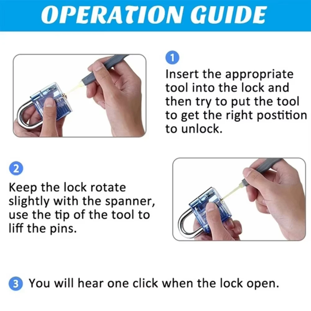 1 Set Lock Picking Set Transparent Locksmith Tools Multifunctional Training Locks Set Steel for Padlock Hardware for Hand Tools