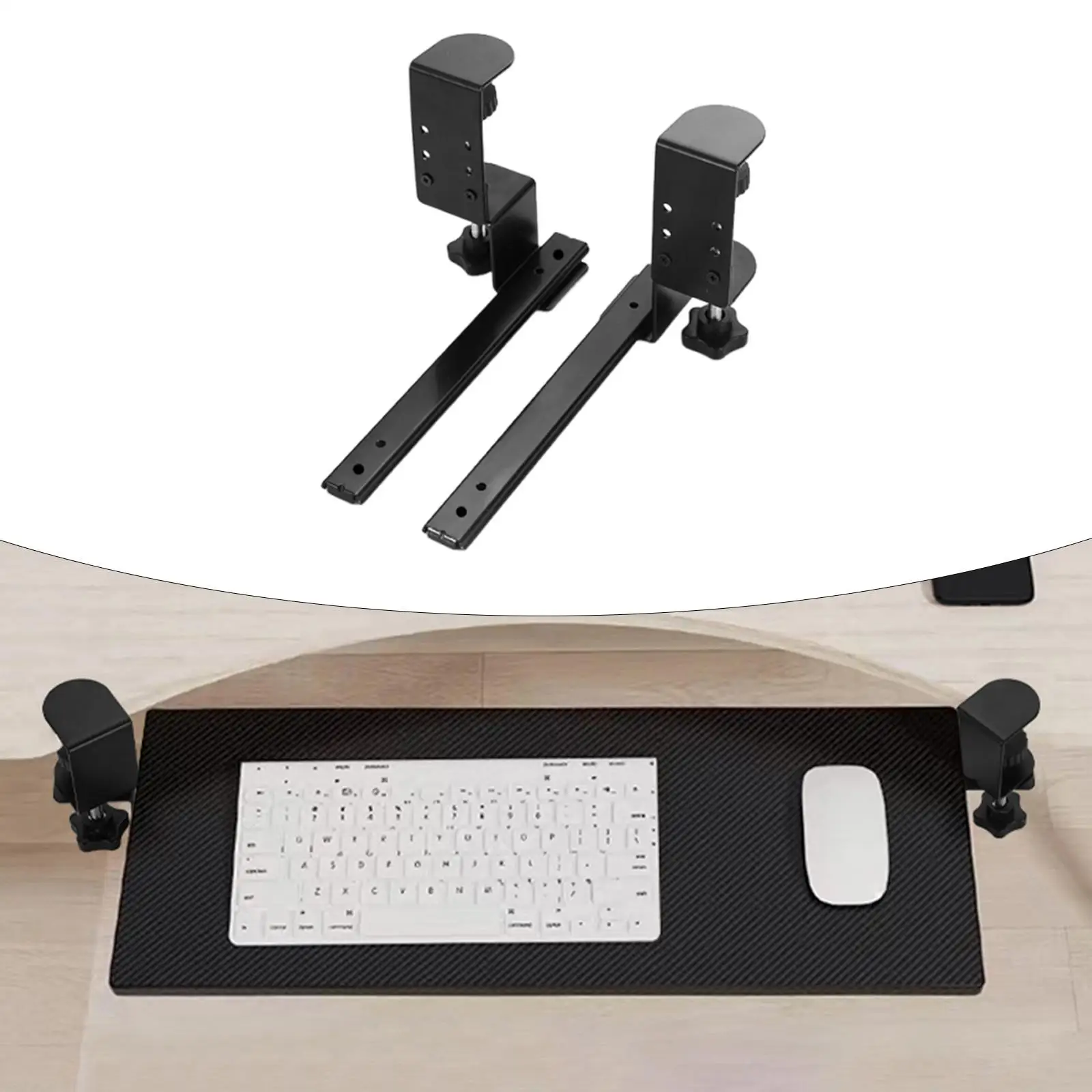 Heavy Duty Steel Desk Extender Clamp Keyboard Slide Under Desk Tray Full Extension Drawer Glide for Office