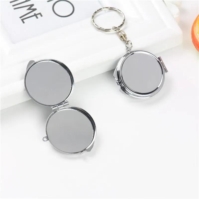 2022 Fshion New Round Heart Oval Sqaure Shape Double Sides Cosmetic Mirror Metal Folding Keychain Makeup Mini Mirror