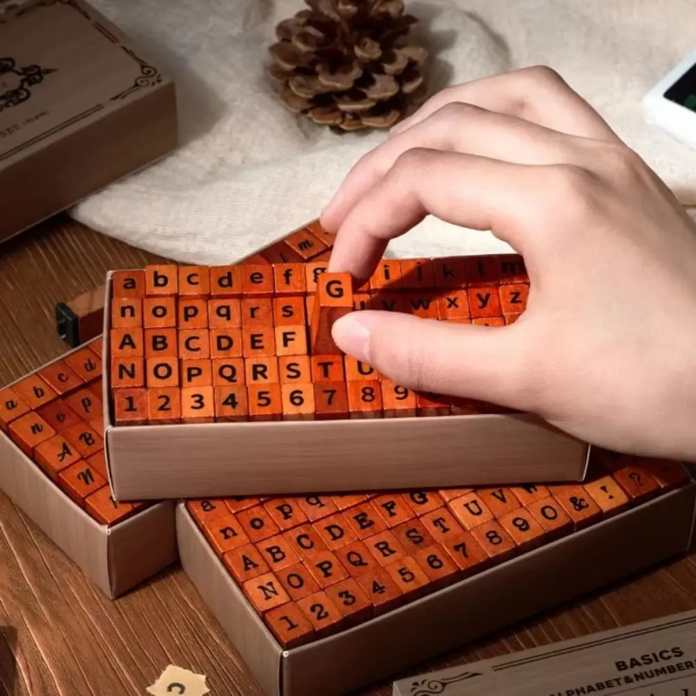 70 Pcs Wooden Handle Wooden Rubber Stamp Set Standard Size Crafting Alphabet Letter Stamp Precise Durable Standard Seal Stamp