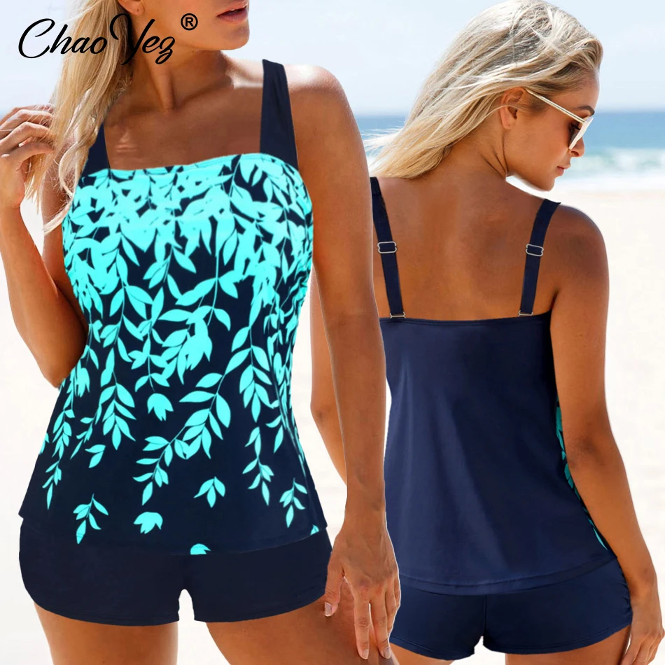 Conjunto de biquíni feminino estampado em 3D, maiô feminino de verão, maiô sexy, conjunto de duas peças maiô, solto tankini praia, novo, 2022