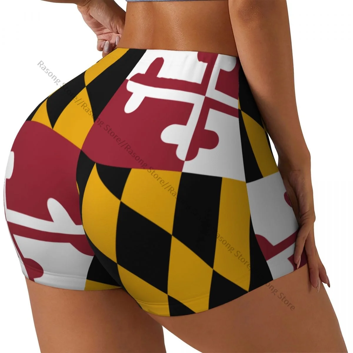 Women Yoga Shorts Maryland State Flag Workout Shorts Fitness quick-dry Ladies Yoga Gym Running Short Pants Sportswear