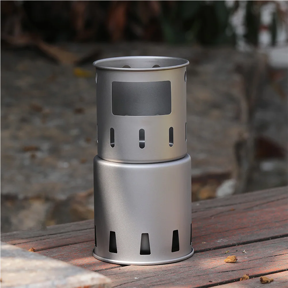 Titanium Portable Wood Burning Stove Folding Camping Stove Backpacking Outdoor Stove for Outdoor Hiking Travel