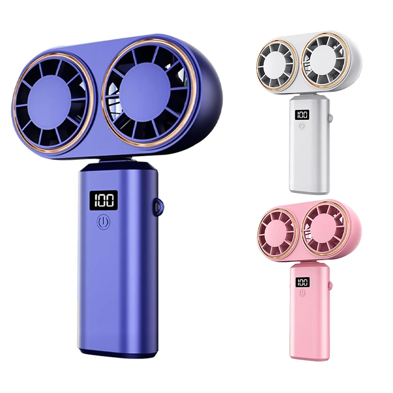 Portable Handheld Fan Withusb Charging Digital Display Rechargeable Battery Digital Display Rechargeable Battery White