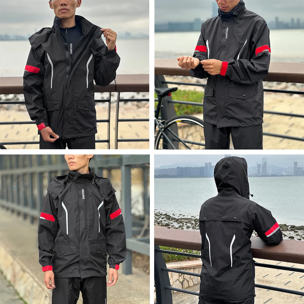 WOSAWE Cycling Raincoat Hooded Jackets Rain Coat Waterproof Lightweight Outdoor Sports Motorcycle Camping Hiking Climbing Jacket