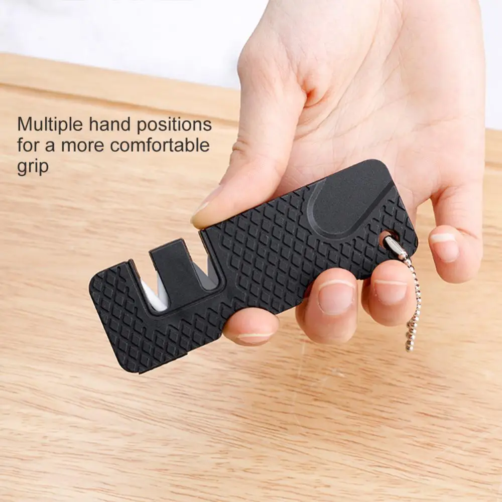 Portable Knife Sharpener Whetstone Keychain Ceramic And Tungsten Steel Scissor Sharpen Sharpener Outdoor Multi Hook Camp Tool