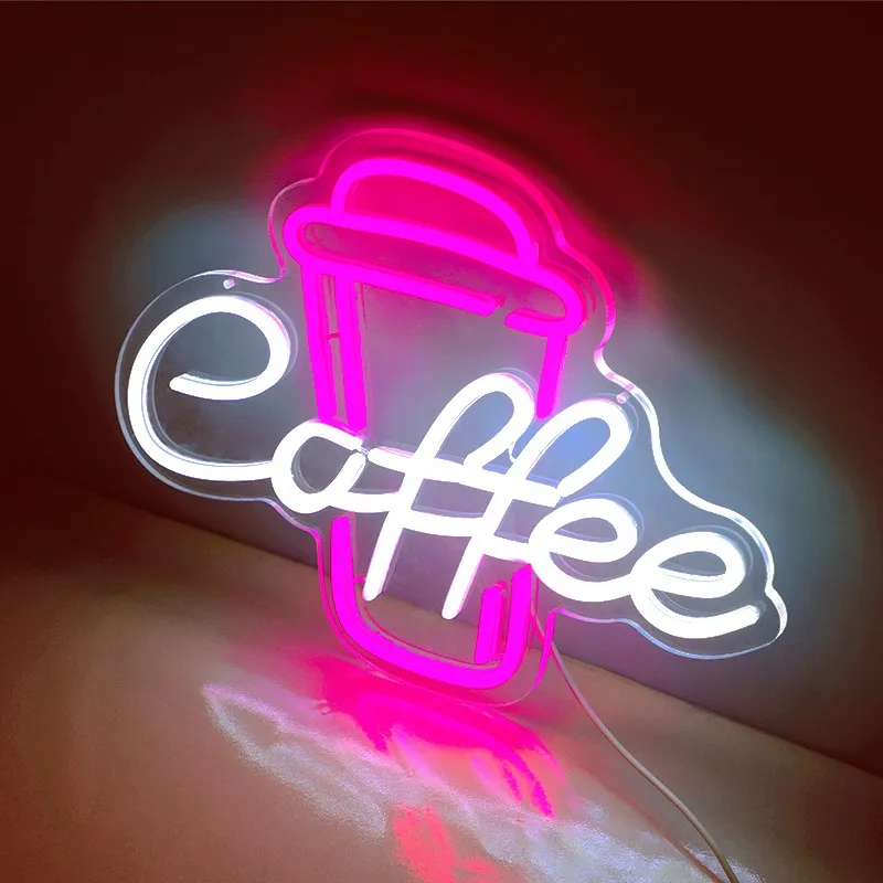 Coffee Cup Led Neon Light Luminous Birthday Party Wedding Decor Shop Cafe Room Mural Personality Wall Decoration