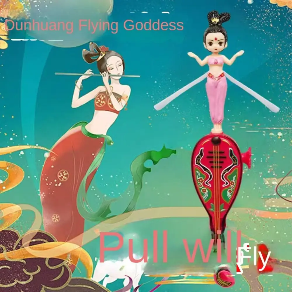 Funny Dancers Flying Dolls Disc Fairy Spinner Toy Cartoon Fairy Flyer Flying Disc Toy PP Pipa Pull String Toy Birthdays
