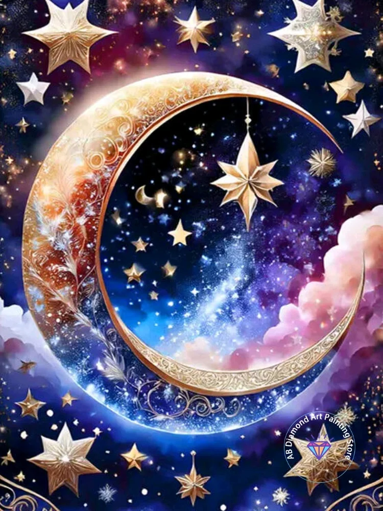 

Moon Landscape AB Diamond Painting Kit Square Round Diamond 5D DIY Mosaic Handmade Art Adult Exquisite Gift Crafts Home Decor