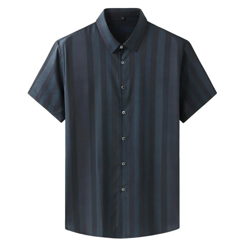 Summer Spring Men Shirts Short sleeve Plus size 12XL 9XL 10XL Striped dress Fit shirt formal business Work Shirt 160KG Large