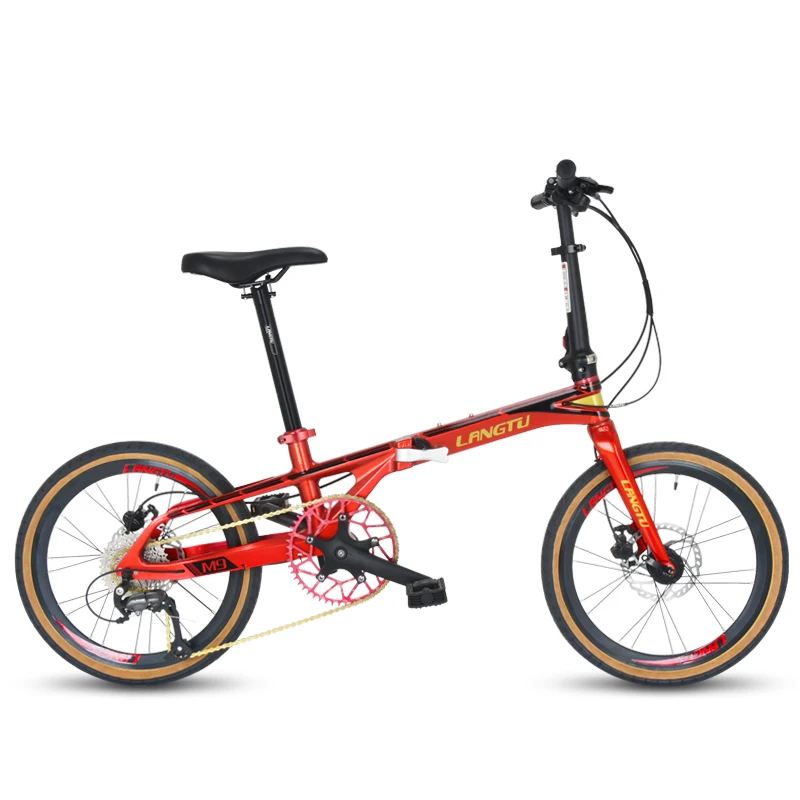 20 inch magnesium alloy folding bicycle, 9 speed ultra lightweight,185cm, for adult student, hydraulic disc brake, M9