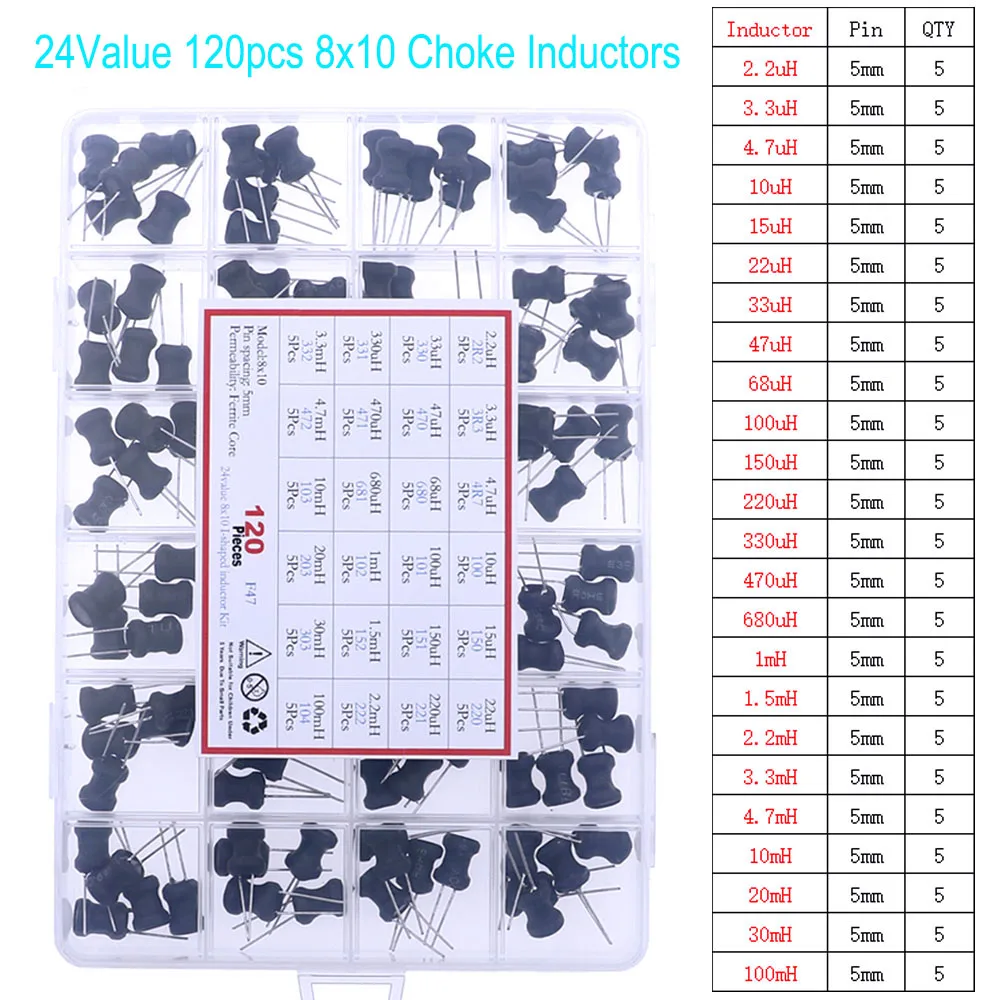 Kit surtido de inductores SMD DIP, 2.2uH, 3.3uH, 4.7uH, 6.8uH, 10uH, 22uH, 47uH, 68uH, 100uH, 220uH, 330uH, 470uH, 680uH, 1mH, 4.7mH, 10mH, 100mH