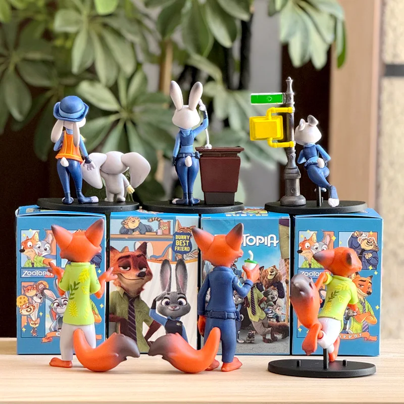 1-6 pçs modelos louco animal cidade utopia brinquedo conjunto nick fox judy coelho estatuetas caixa cega bonecas de pelúcia colecionáveis para exibição