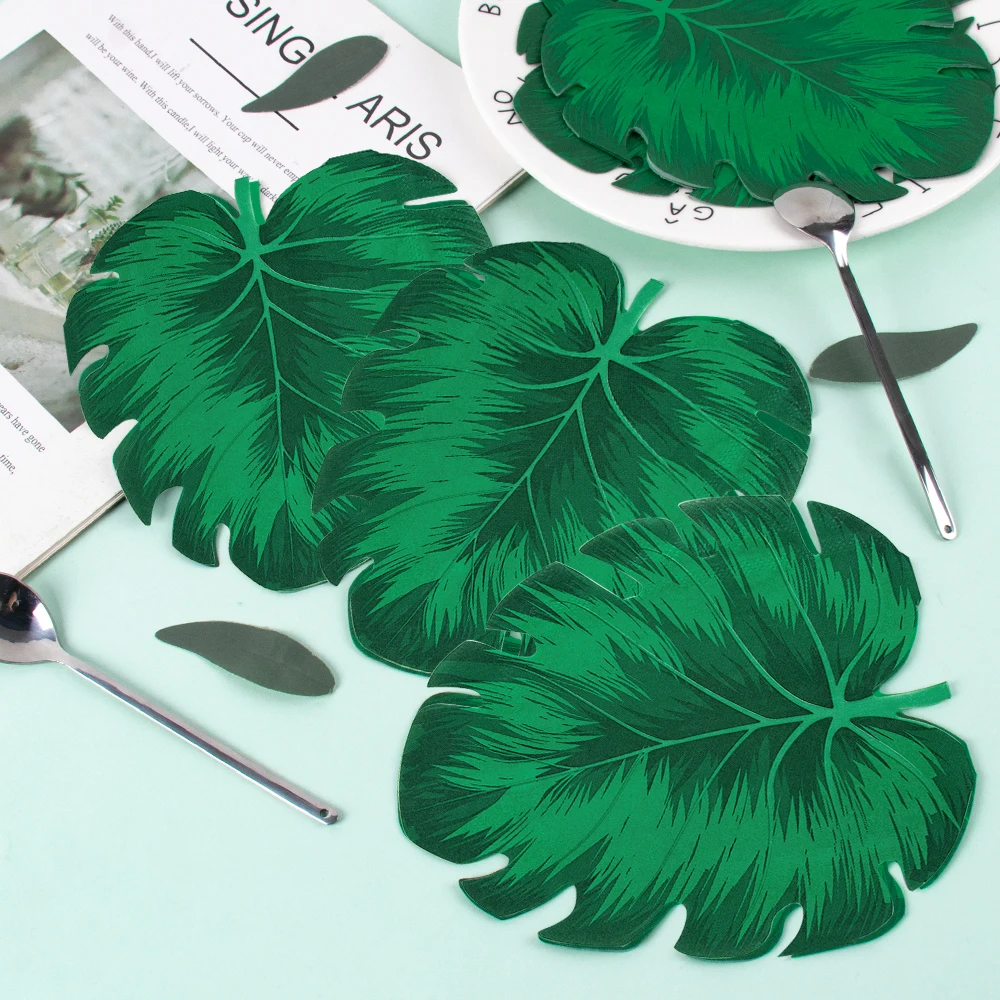 20 قطعة هاواي الأزهار أوراق النخيل الكركديه نمط المناديل الورقية الاستوائية هاواي كوكتيل منديل الصيف حفلة عيد ميلاد ديكور للطاولات