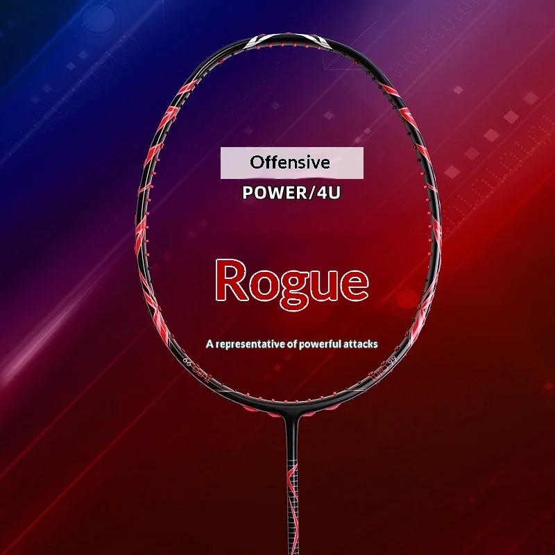 

Adult Lightweight 4U Fury Badminton Racket Powerful Offensive Carbon Fiber Tournament Racket for Badminton