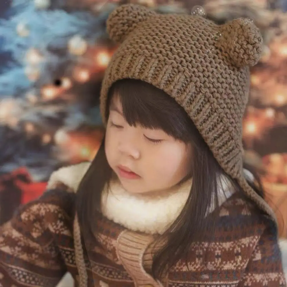 الأطفال وشاح قطعة واحدة الاطفال سدادات حماية الأذن قبعة لطيف الطفل بالاكلافا قبعة في الهواء الطلق الدافئة قبعة صغيرة محبوكة قبعة منديل بونيه #4