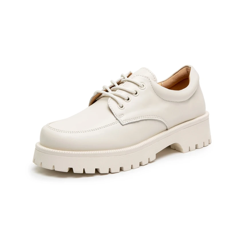 AIYUQI scarpe da donna in vera pelle nuova primavera stile britannico mocassini da donna bianchi punta tonda scarpe Casual con plateau da donna