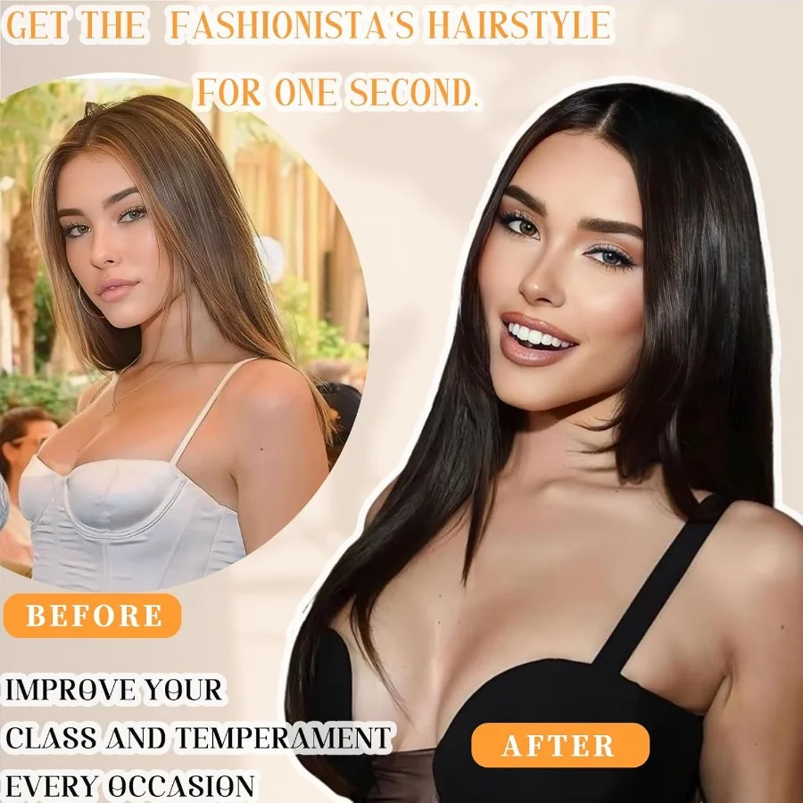 ارتداء الأسود والذهاب غلويليس الباروكات مستقيم الدانتيل شعر مستعار أمامي قبل قطع غلويليس الاصطناعية الطبقات شعر مستعار 24 بوصة الجزء الأوسط إغلاق شعر مستعار #2