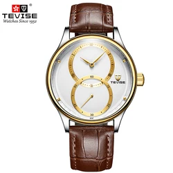 TEVISE Automatic Mechanical For Men Waterproof Leather Luminous Business&Fashion Sports Stainless Steel Wristwatch
