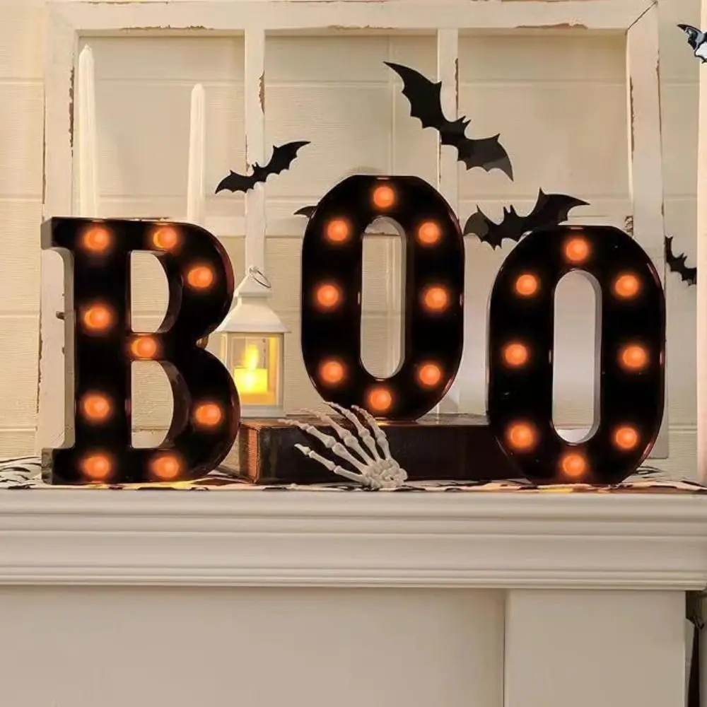 BOO LED Letter Lights Unique Creative Letters Sign Night Lights Photo Props Durable Halloween Atmosphere Lamp Ghost Festival