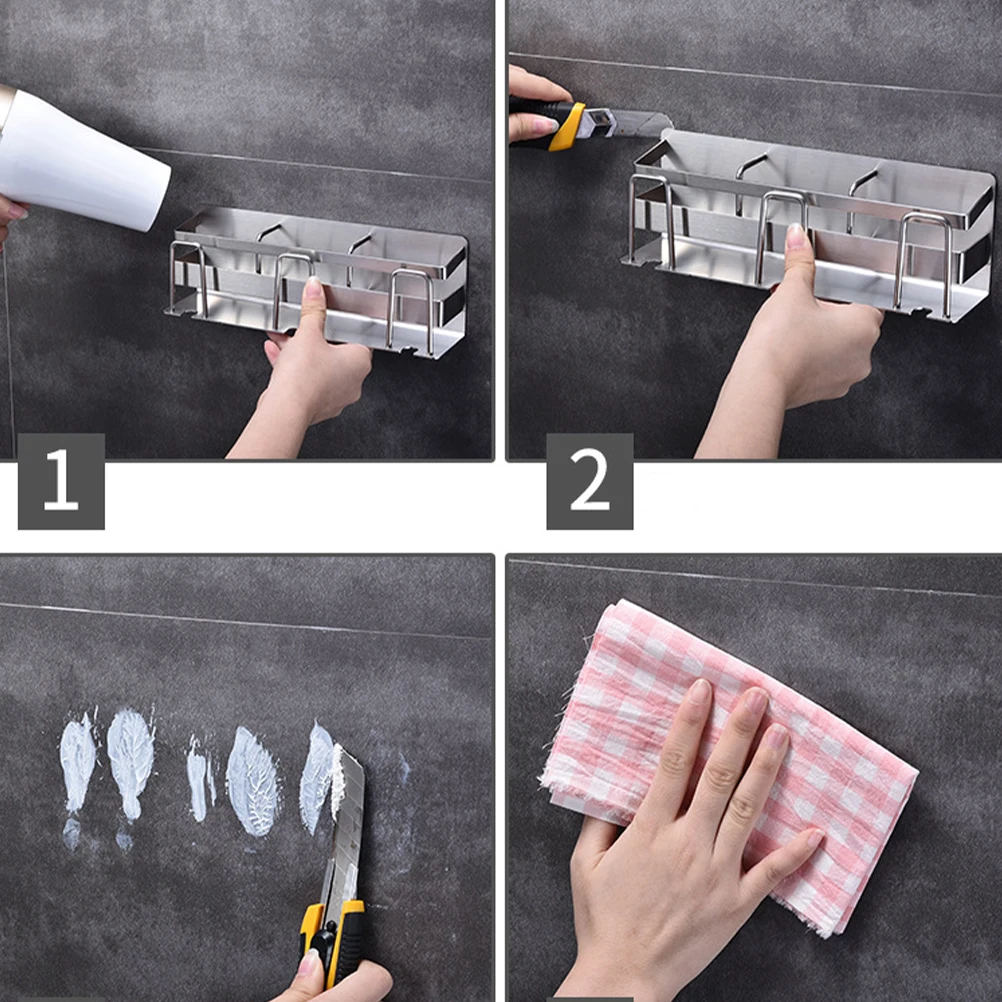 

Stainless Steel Toothbrush Holder Toothpaste Rack Metal Storage Size Safe Space Saving Good Ventilation